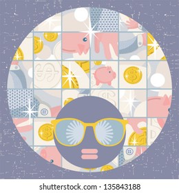Black head woman with strange pattern on her hair. Vector illustration.