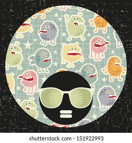 Black head woman with strange pattern on her hair. Vector illustration.