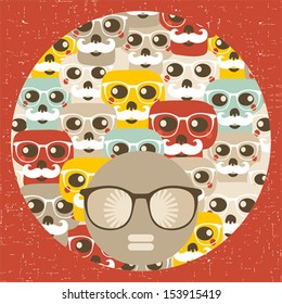 Black head woman with strange pattern on her hair. Vector illustration.
