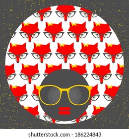 Black head woman with strange pattern on her hair. Vector illustration.