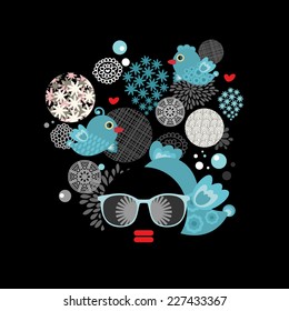 Black head woman with strange pattern on her hair. Vector illustration.