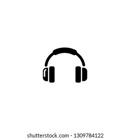 black headphone icon on white background