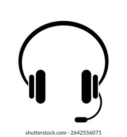 Black headphone with mic vector icon. headphone sign. customer service. customer support. calling vector icon