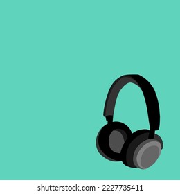 black headphone vector with green background