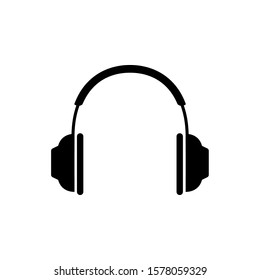 Black headphone vector icon illustration isolated on the white background