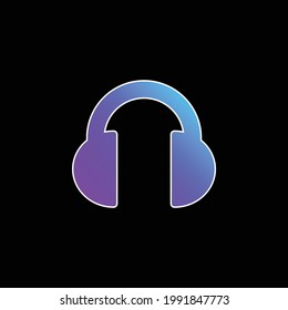 Black Headphones blue gradient vector icon