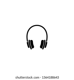 black headphones icon. Flat vector earphones icon isolated on white. Listen sound sign. Music and volume symbol. Good for web and mobile, infographics. 