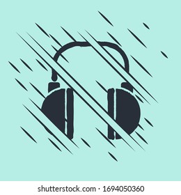 Black Headphones icon isolated on green background. Earphones. Concept for listening to music, service, communication and operator. Glitch style. Vector Illustration