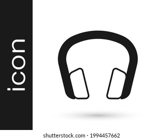 Black Headphones icon isolated on white background. Earphones. Concept for listening to music, service, communication and operator.  Vector