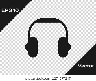 Black Headphones icon isolated on transparent background. Earphones. Concept for listening to music, service, communication and operator.  Vector
