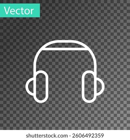 Black Headphones icon isolated on transparent background. Earphones. Concept for listening to music, service, communication and operator.  Vector