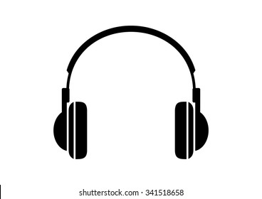 Black headphones icon on white background