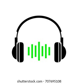 Black headphones icon on white background