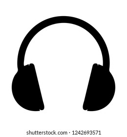 Black headphones icon- vector illustration.