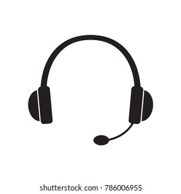 black headphones with microphone icon- vector illustration