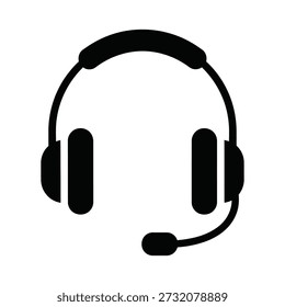 Símbolo de silhueta de fone de ouvido preto representando o suporte ao cliente do call center de comunicação

