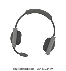 Black headset vector illustration isolated on white background