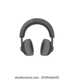 Ilustração do vetor do fone de ouvido preto isolado no fundo branco. Ilustração de fone de ouvido em design plano. gadget de áudio eletrônico, clipart de fone de ouvido sem fio. 