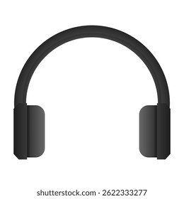 Black Headset Vector for Listening to Music. Black Headset Audio Element on White Background.
