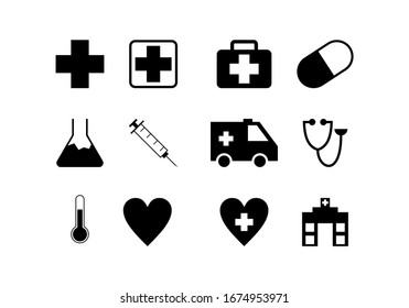 black health medical icon pack with white background