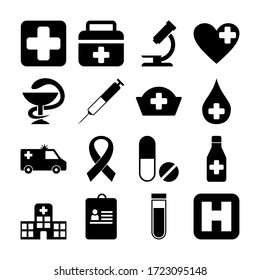 black health medical icon pack with white background