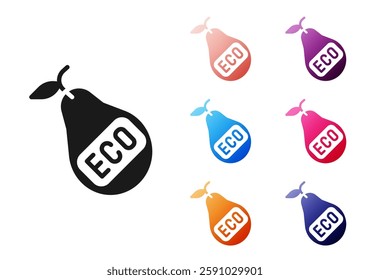 Black Healthy organic eco vegetarian food pear icon isolated on white background. Fruit with leaf symbol. Healthy, eco, organic, fruit. Set icons colorful. Vector