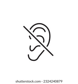 Black hearing impaired sign on a white background with copy space