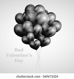 Black hears ballons valentines day