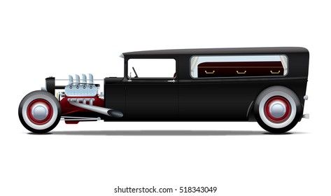 black hearse hot rod