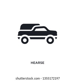 black hearse isolated vector icon. simple element illustration from transportation concept vector icons. hearse editable logo symbol design on white background. can be use for web and mobile