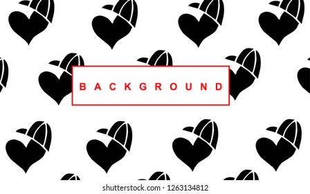 Black Heart Background Pattern for Template, Shirt, and Design. Vector, Illustration, Hand Drawn and Doodle. EPS10