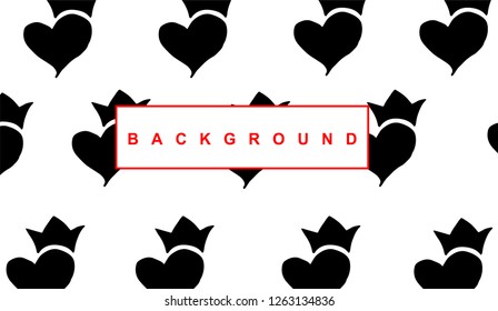 Black Heart Background Pattern for Template, Shirt, and Design. Vector, Illustration, Hand Drawn and Doodle. EPS10
