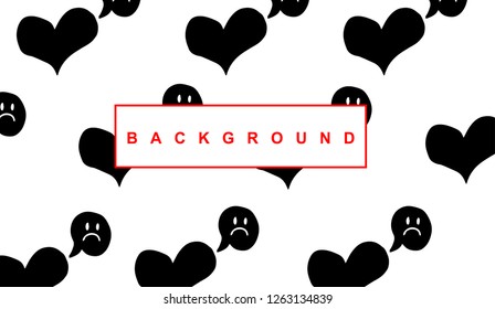 Black Heart Background Pattern for Template, Shirt, and Design. Vector, Illustration, Hand Drawn and Doodle. EPS10