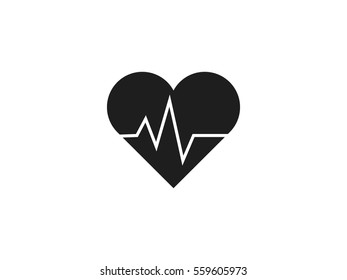 Black heart beat icon vector illustration on white background