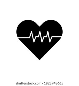 Icono del vector del latido del corazón negro