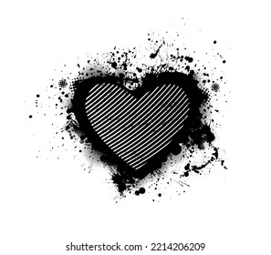 El corazón negro de las manchas. Ilustración vectorial. Ataques de pincel de tinta negra Ilustración para tarjetas de bodas, saludos de San Valentín