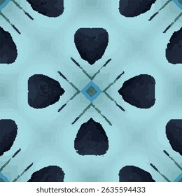 Black Heart Blue Background Vector Pattern