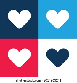 Black Heart blue and red four color minimal icon set