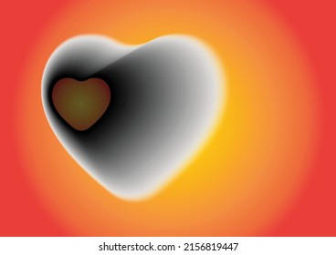 Black Heart Brend with other white heart with yellow and orange layer background