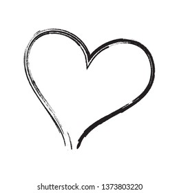 Black Heart Brush Hand Drawn Icon Stock Vector Royalty Free