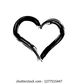 Black Heart Brush Stroke Design. Heart Paint Design