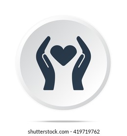 Black Heart care icon on white web button