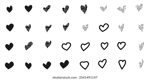 black heart collection in vector graphic illustration, Hand drawn hearts.heart vector symbol icon set. hearts illustration design. by magsvibe