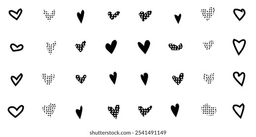 black heart collection in vector graphic illustration, Hand drawn hearts.heart vector symbol icon set. hearts illustration design. by magsvibe