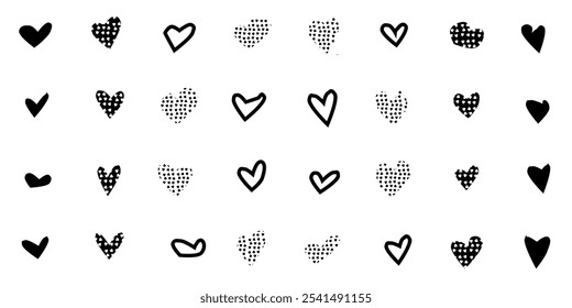 black heart collection in vector graphic illustration, Hand drawn hearts.heart vector symbol icon set. hearts illustration design. by magsvibe