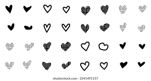 black heart collection in vector graphic illustration, Hand drawn hearts.heart vector symbol icon set. hearts illustration design. by magsvibe