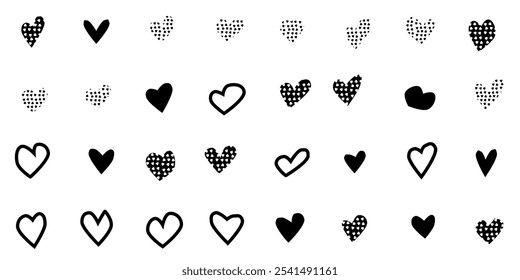 black heart collection in vector graphic illustration, Hand drawn hearts.heart vector symbol icon set. hearts illustration design. by magsvibe