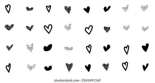 black heart collection in vector graphic illustration, Hand drawn hearts.heart vector symbol icon set. hearts illustration design. by magsvibe