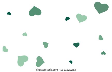 Black heart confetti. Valentines, Womens, Mothers day background with falling hearts, petals. Greeting wedding card. February 14, love. White background.