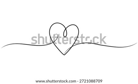 Black heart continuous line drawing minimalist love symbol vector outline illustration